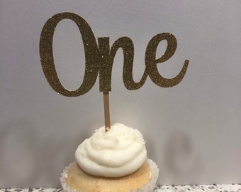 One Cupcake Toppers (2”) Set of 12 | Cupcake Toppers | Number Toppers | One | 1st Birthday Party | Baby Birthday | Party Decor |