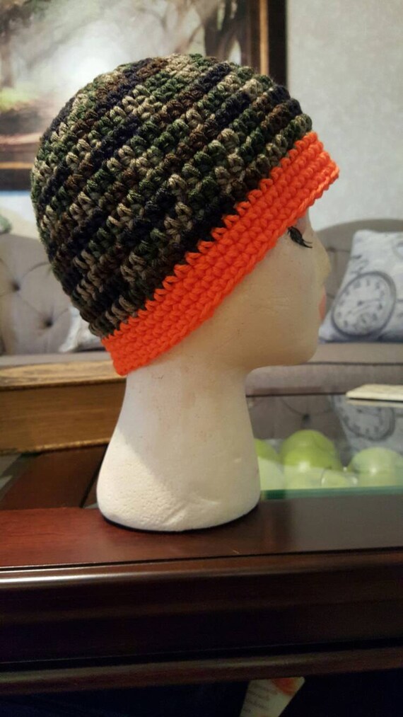 crochet camo beanie