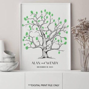 Fingerprint Tree Guestbook Alternative, Custom Thumbprint Tree Guest book, Hand-draw Family Tree, Digital File Printable