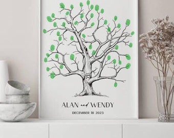 Fingerprint Tree Guestbook Alternative, Custom Thumbprint Tree Guest book, Hand-draw Family Tree, Digital File Printable