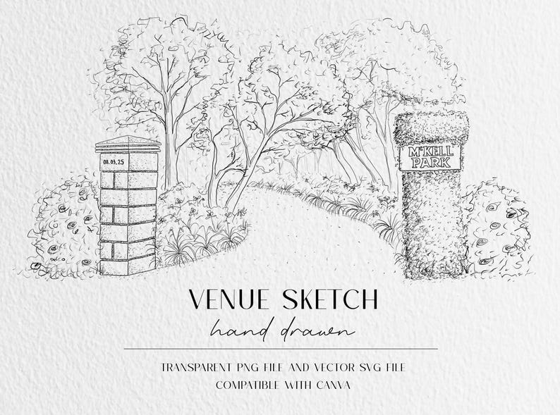Custom Wedding Venue Illustration | Wedding Invitation Sketch | Hand ...