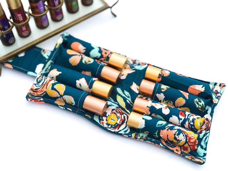 Oil Storage Essential Oil Case Oil Storage- Flora Roller Bottle Case Essential Oil Wallet Roller Bottle Bag Essential Oil Bag