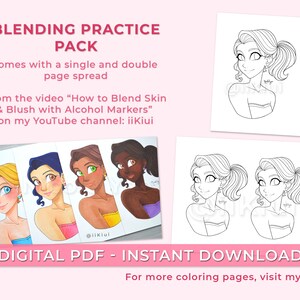 Blending Practice Portrait | Nicole Yee (iiKiui) - Printable Coloring Page for Kids and Adults - Instant Download