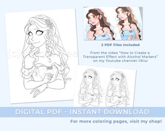 Transparency Practice Portrait | Nicole Yee (iiKiui) - Printable Coloring Page for Kids and Adults - Instant Download