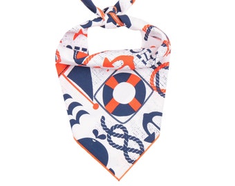 Nautical Dog Bandana, Spring Summer Sailboat Dog Bandana, Anchors Dog Bandana,  Red White Blue Dog Scarf Bandanna, Ahoy Dog Bandana