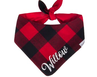 Dog Bandana Personalized, Buffalo Plaid Dog Bandana Personalized, Dog Bandana with Pets Name, Monogram Dog Bandana, New Puppy Gift