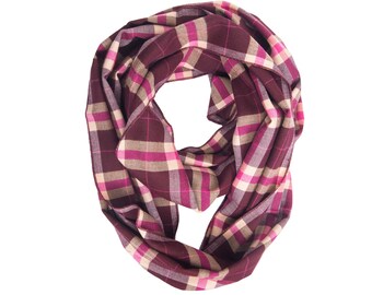 Écharpe Infinie (infinity) Imprimé Tartan Bleu/noir/bordeaux - Polyester, Neuve Avec étiquettes