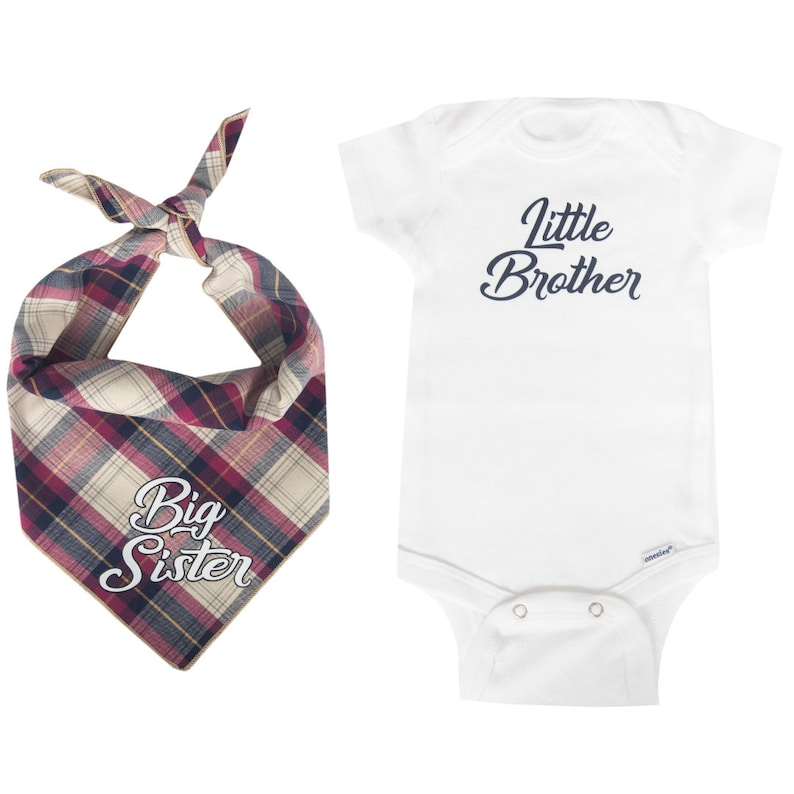 Big Sister Little Brother Onesie Baby Announcement Big Sister Dog Bandana Baby Shower Gift Boy Dog Baby Announcement Bandana Onesie
