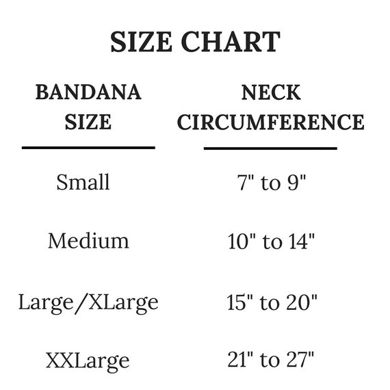 Dog Bandana Size Chart