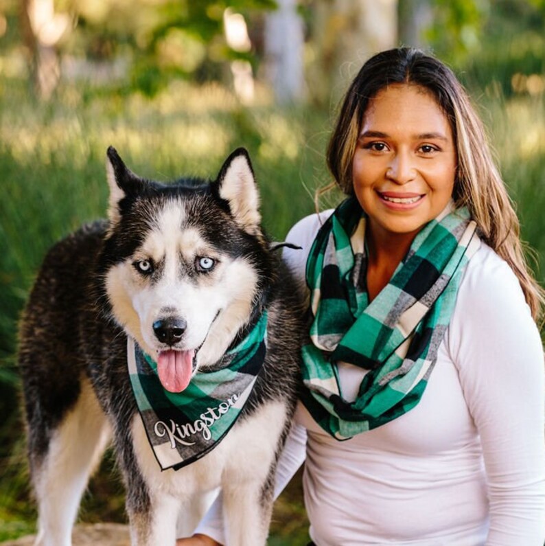 Matching Dog and Owner Personalized Green Buffalo Plaid Etsy