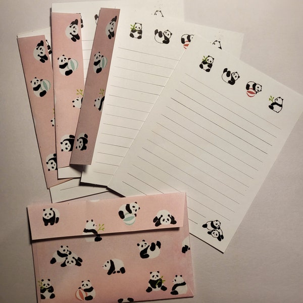 Pink Panda Stationery Set
