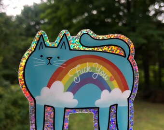 F—k You Cat Glitter Sticker