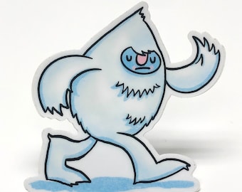 Cartoon Yeti Sticker: Weatherproof Vinyl Sticker