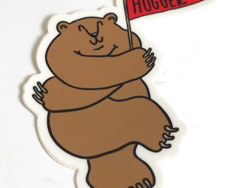 Hugger Bear Vinyl Sticker - Hand Drawn Design