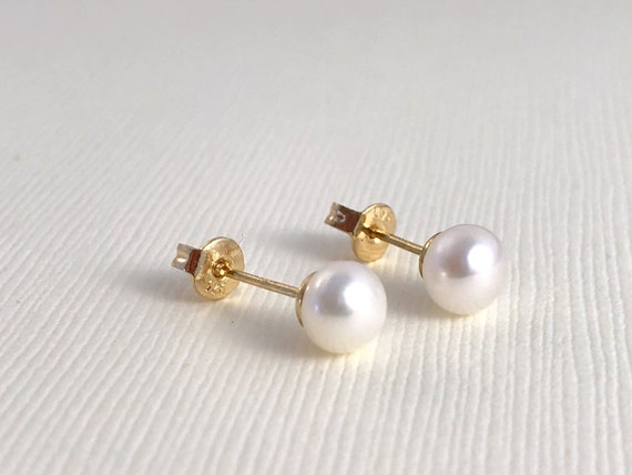 7-8 mm Weiß Süßwasser Perle Ohrringe Perle Ohrringe