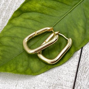 Sterling Silver Chunky Hoop Earrings, Gold Modern Dangle Drop