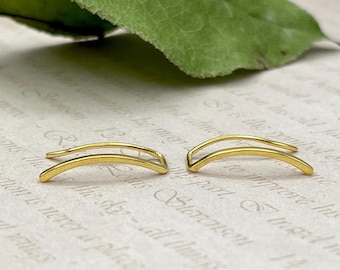 Gold Ear Crawler Earrings: Sterling Silver Climber, Minimalist Sweepers