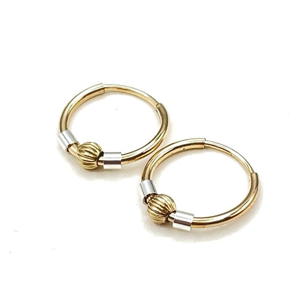 18K Mixed Metal Baby Hoop Earrings main image 0