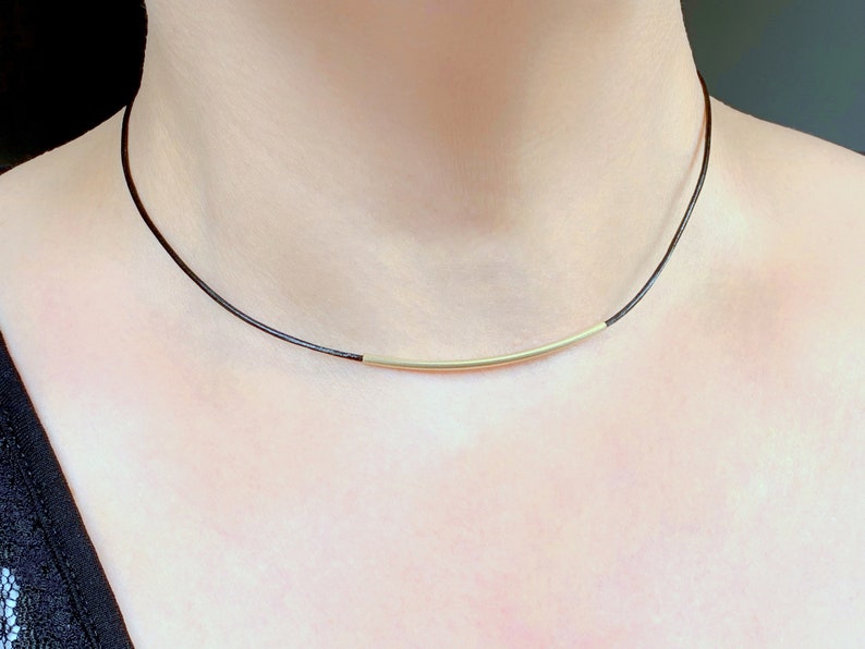 Layering Necklace Gold Choker Necklace Cord Necklace Leather Choker Minimalist Necklace Everyday Necklace Dainty Bar Necklace