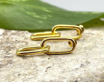 Paper Clip Chain Dangle Earrings: Minimalist Oval Studs