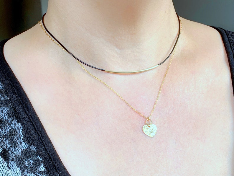 Layering Necklace Gold Choker Necklace Cord Necklace Leather Choker Minimalist Necklace Everyday Necklace Dainty Bar Necklace