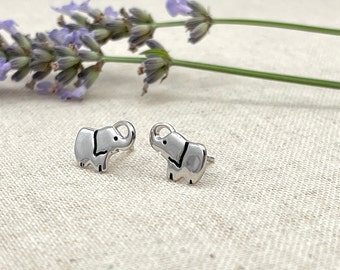Silver Elephant Stud Earrings, Animal Nature Inspired Cute Stud Earrings - Elephant Jewelry - Delicate Earrings - Dainty Stud