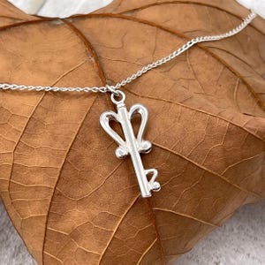 Sterling Silver Heart Key Pendant Necklace, Dainty Anniversary Gift for Her