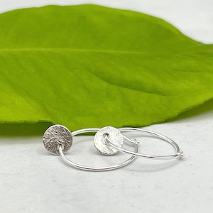 Sterling Silver Disc Hoop Earrings: Minimalist Dangle Jewelry