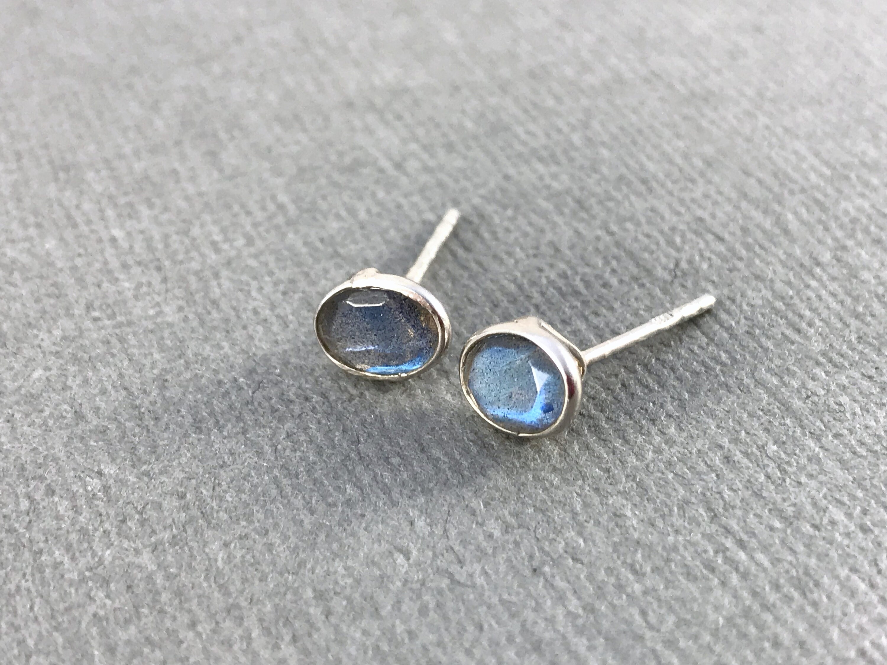 Sterling silver Labradorite gemstone stud earrings Silver | Etsy