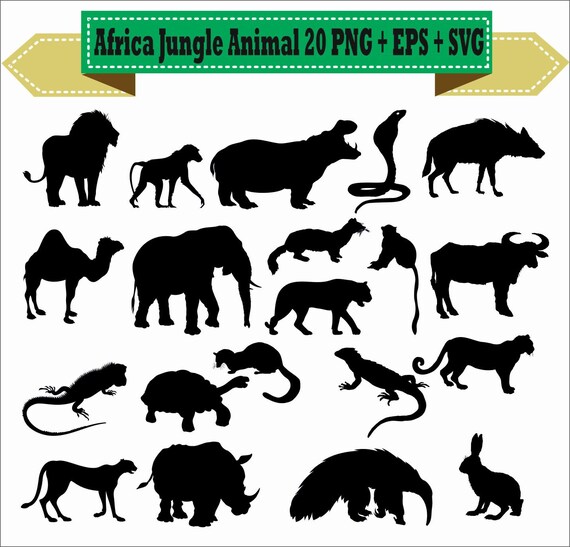 Download Africa Jungle Lion Elephant Snake Animal Silhouette Vector Clipart Png Eps Svg Digital Files Scrapbook Supplies Clip Art Instant Download