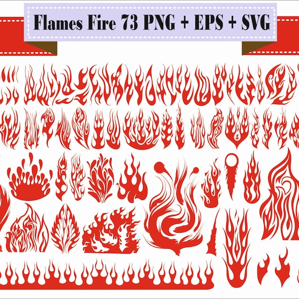 Flames Fire Ball Tattoo Heat Burning Designs Play Pack Silhouette Vector Clipart PNG EPS Digital Files Scrapbook Supplies Instant Download