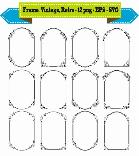 Frame Picture Floral Flowers Vector Vintage Retro Clipart Png Etsy