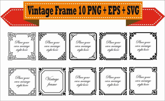 Frame Vintage Retro Antique Flowers Floral Vector Clipart Png Etsy
