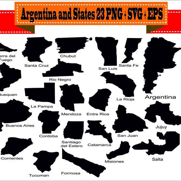 Argentina Santa Fe San Juan Salta Rio Negro Silhouette Vector Clipart PNG EPS Digital Files Scrapbook Supplies Clip Art Instant Download