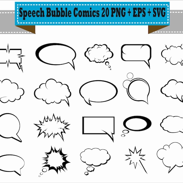 Speech Bubble Comics Book Text Grammar Comics Vector Clipart PNG EPS Digital Files Transparent Scrapbook Supplies Clip Art Instant Download