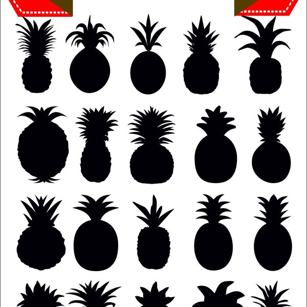 Pineapple Ananas Comosus Bromeliaceae Fruit Plant Farm Juice Vector Clipart PNG EPS Set Digital Files Scrapbook Clip Art Instant Download