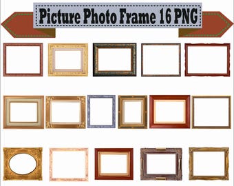 Frame Picture and Photo Vintage Retro Classic Wood Clipart PNG Set Digital Files Transparent Scrapbook Supplies Clip Art Instant Download