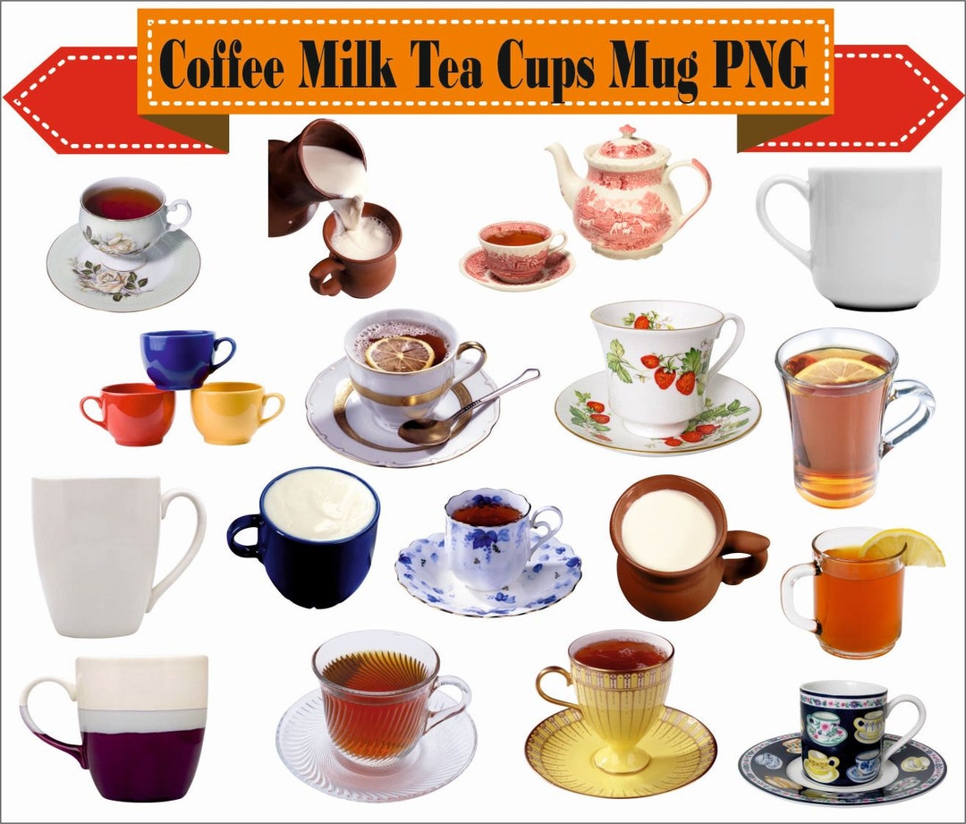 Coffee Tea Milk Hot Espreso Cup Home Porcelain Mug Clipart PNG Set