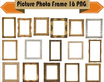 Frame Picture and Photo Clipart PNG Set Digital Files Transparent Scrapbook Supplies Clip Art Instant Download