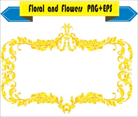 Royal Gold Frame Floral Vector Clipart PNG EPS Digital Files | Etsy