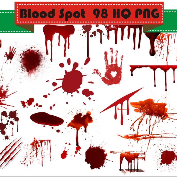 Blood Spots Open Wound Clipart PNG Set Digital Files Transparent Scrapbook Supplies Clip Art Instant Download