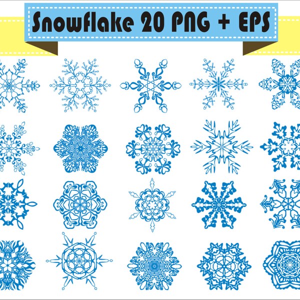 Snowflake Snow Ice Silhouette Vector Clipart PNG EPS Set Digital Files Scrapbook Supplies Clip Art Instant Download