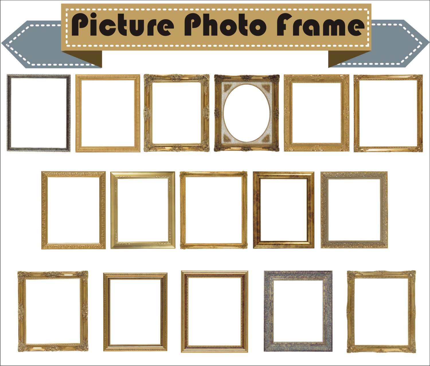 Frame Picture and Photo Old Retro Classic Vintage Clipart PNG | Etsy