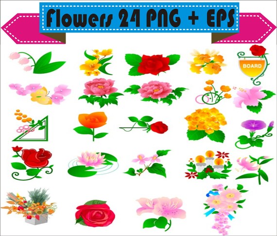 Flowers Floral Vintage Corner Retro Vector Clipart Png Eps Psd Etsy