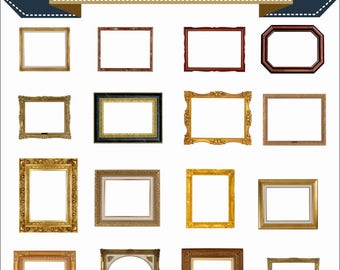 Frame Picture and Photo Clipart PNG Set Digital Files Transparent Scrapbook Supplies Clip Art Instant Download