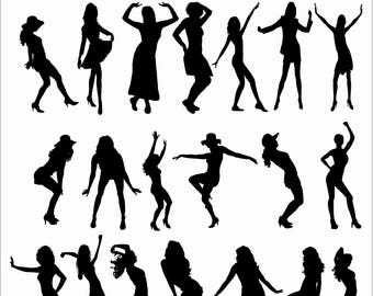 Dance Sexy Women Woman Girl Rap Hip Hop Disco Break Breakdance Pack Silhouette Vector Clipart PNG EPS SVG Digital Files Scrapbook Supplies