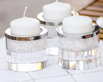 Sparkles Home Rhinestone Crystal-Filled Tealight Candleholder with Raised Base