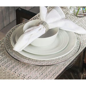 Sparkles Home Rhinestone Charger Plate - Silver Stainless Steel Glam Dinner Plate