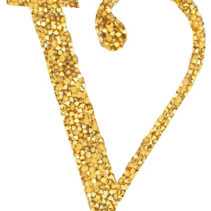 Gold Rhinestone Script Iron-On Letter