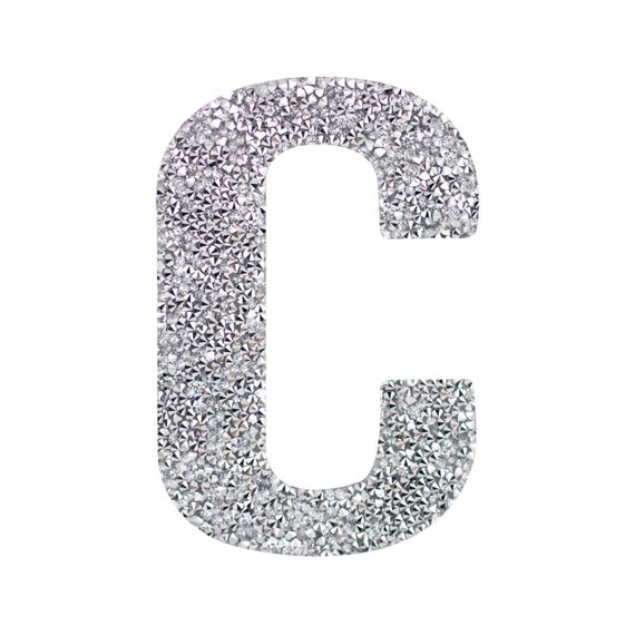 Silver Rhinestone Small Block Iron-on Letter 